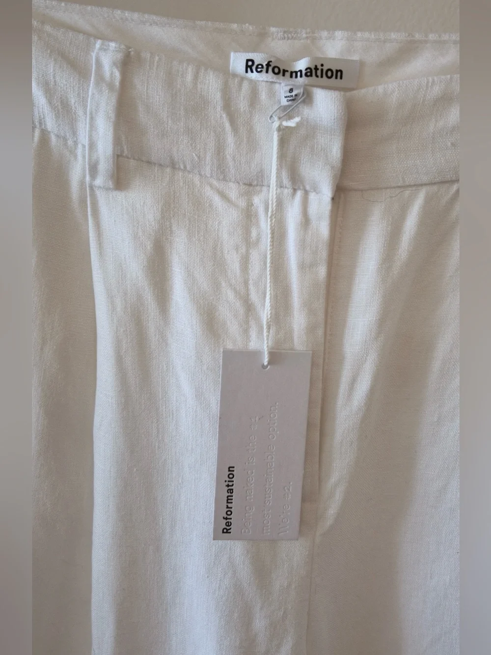 Reformation Alex Linen Pant white size 8